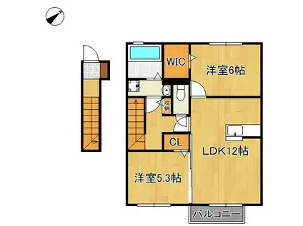 セジュール原町2(2LDK/2階)の間取り写真