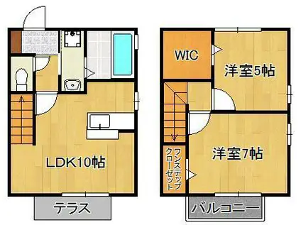 ベルシアン2(2LDK/1階)の間取り写真