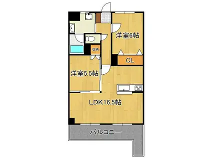 THE SQUARE・KOBAI PREMIUM(2LDK/4階)の間取り写真