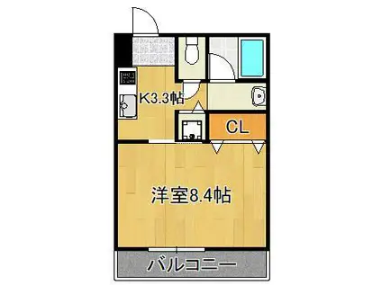 THE SQUARE・KOBAI PREMIUM(1K/6階)の間取り写真