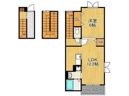 フレシール黒崎(1LDK/3階)の間取り写真