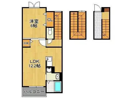 フレシール黒崎(1LDK/3階)の間取り写真
