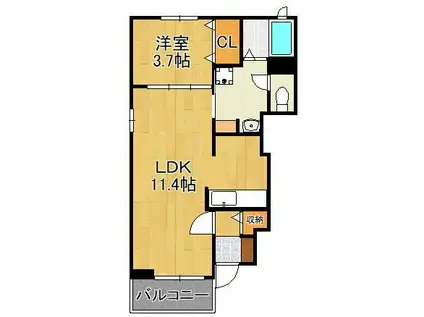 セレーノ 黒崎(1LDK/1階)の間取り写真