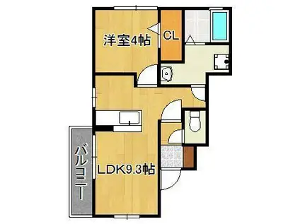 グランピュア(1LDK/1階)の間取り写真