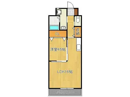 ギャラン穴生(1LDK/4階)の間取り写真