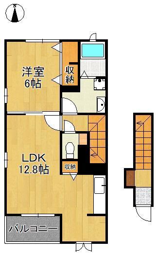 リーミレエジュ 黒崎(1LDK/2階)の間取り写真