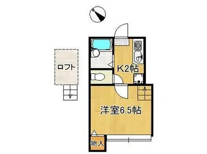 パンシオン森下B棟(1K/1階)の間取り写真