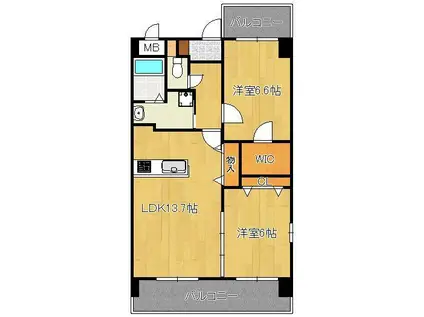 アムール瀬板の森(2LDK/4階)の間取り写真