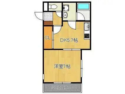 エスティ岬の山(1DK/1階)の間取り写真