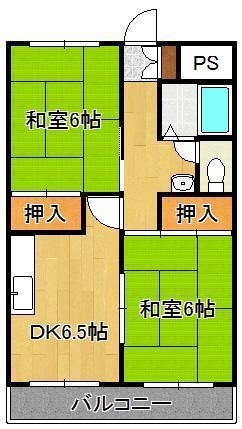 林ビル3(2DK/4階)の間取り写真