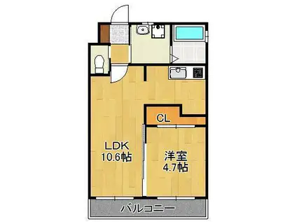 ベイスタイル(1LDK/5階)の間取り写真