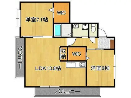 ダ・ヴィンチ(2LDK/13階)の間取り写真