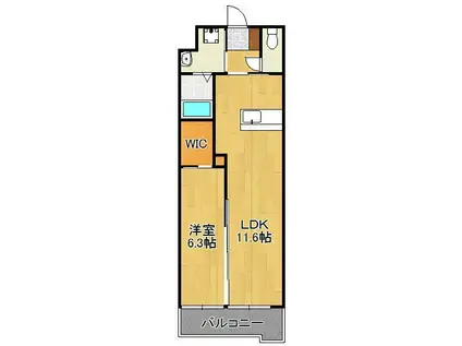 ウィングス里中(1LDK/7階)の間取り写真