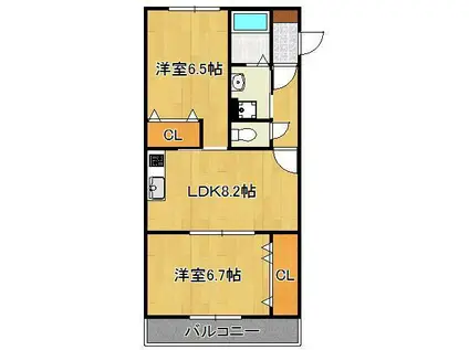 LEONE黒崎南(2DK/1階)の間取り写真