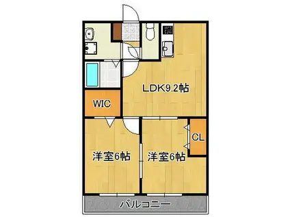 LEONE黒崎南(2LDK/1階)の間取り写真