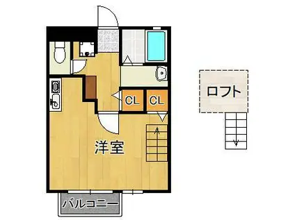 アムール清風(ワンルーム/2階)の間取り写真