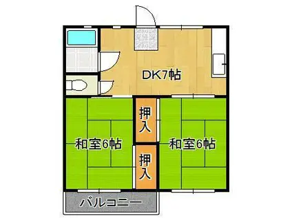 オアシス大谷(2DK/4階)の間取り写真