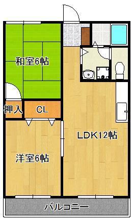 北浜ビル(2LDK/2階)の間取り写真
