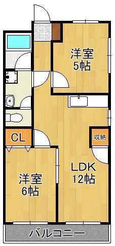 ウェルハイツ(2LDK/4階)の間取り写真