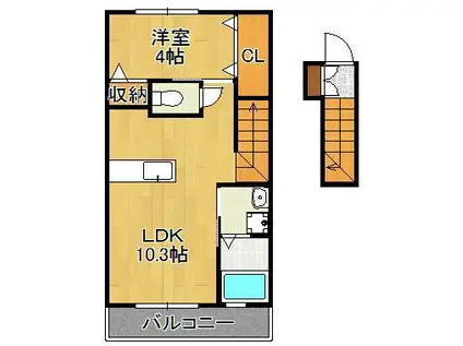 リジェネ黒崎(1LDK/1階)の間取り写真