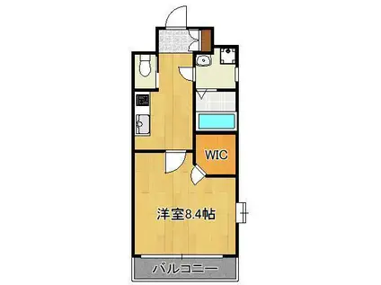 ベルガ穴生(1K/4階)の間取り写真