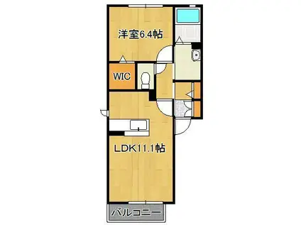 グラン・クォーレ  B棟(1LDK/2階)の間取り写真