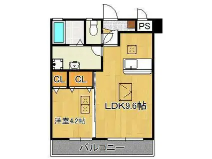 RENACE陣原(1LDK/1階)の間取り写真