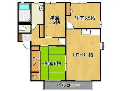 ディアス西天神(3LDK/2階)の間取り写真