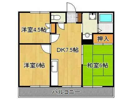 ポジション用勺(3DK/1階)の間取り写真