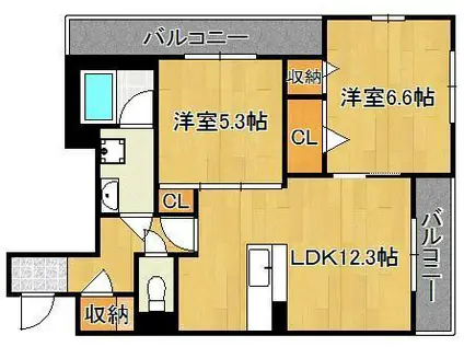 レスポワールK・H(2LDK/2階)の間取り写真