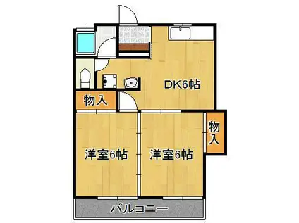 鹿児島本線 黒崎駅 徒歩17分 2階建 築40年(2DK/2階)の間取り写真