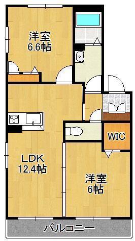 PRADO陣原(2LDK/1階)の間取り写真