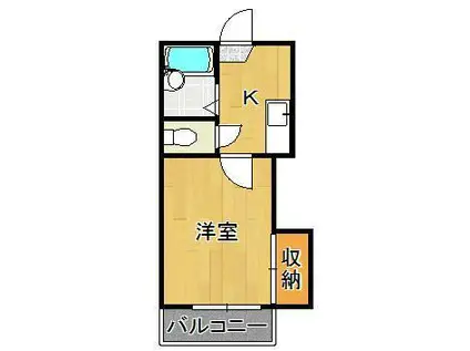 レクレドール穴生(1K/1階)の間取り写真