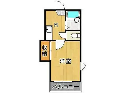 レクレドール穴生(1K/2階)の間取り写真