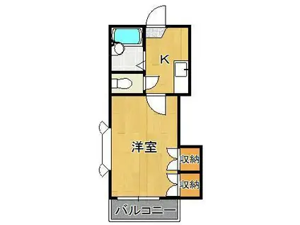 レクレドール穴生(1K/2階)の間取り写真