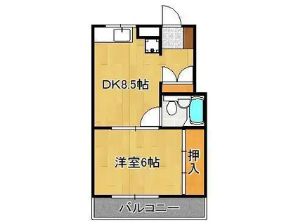 清納ハイツ(1DK/3階)の間取り写真