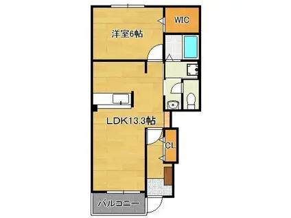 ハーバーM(1LDK/1階)の間取り写真