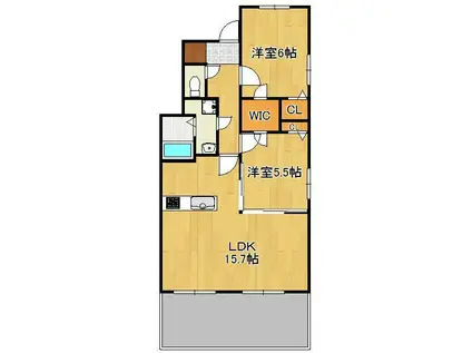 カーサ・フォルトナ(2LDK/1階)の間取り写真