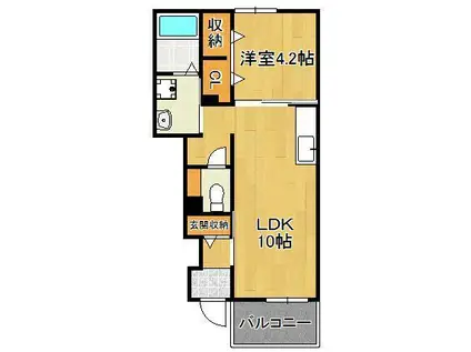 コスタエディフィシオトレス(1LDK/1階)の間取り写真