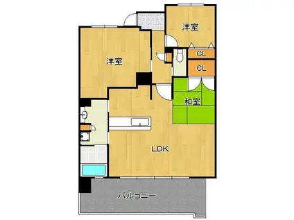 サンパーク黒崎中央イクシア(3LDK/3階)の間取り写真