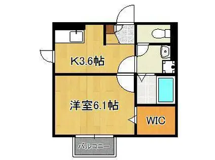 CARNELIAN 穴生(1K/1階)の間取り写真