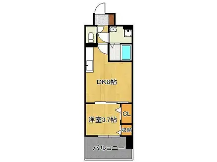 アムールガーデン陣原(1DK/8階)の間取り写真