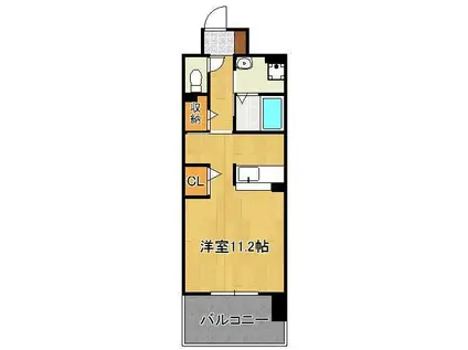 アムールガーデン陣原(1K/9階)の間取り写真