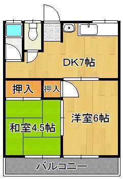 春日ハイツ(2DK/1階)の間取り写真