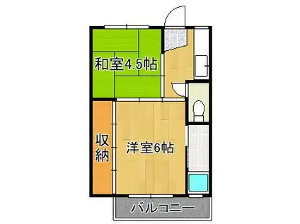 ビレッジハウス萩原 4号棟(2K/1階)の間取り写真