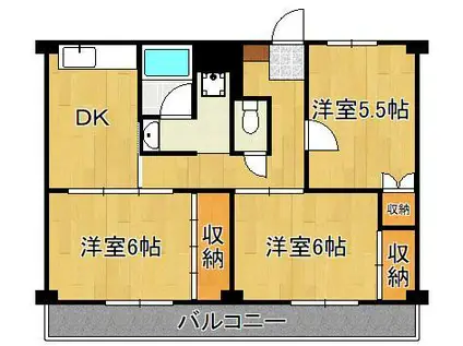 ビレッジハウス則松 5号棟(3DK/2階)の間取り写真
