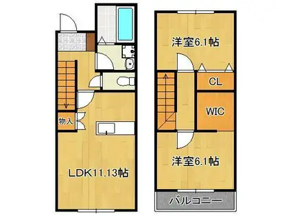 ソレイユ下原町1(2LDK/1階)の間取り写真
