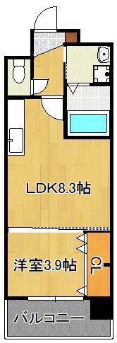FU-TON3黒崎(1LDK/5階)の間取り写真