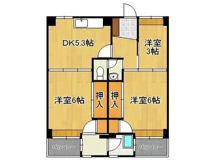 ビレッジハウス萩原 1号棟(3DK/1階)の間取り写真