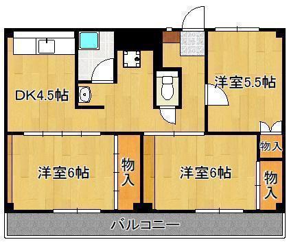 ビレッジハウス則松 2号棟(3DK/2階)の間取り写真